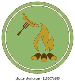 Barbecue sausage icon. Vector illustration.

