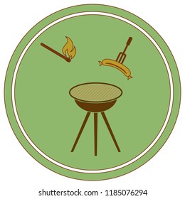 Barbecue sausage icon. Vector illustration.