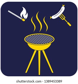 Barbecue sausage icon. Vector illustration.