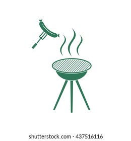 Barbecue sausage icon. Vector illustration.