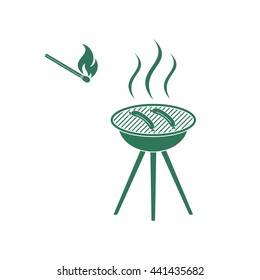 Barbecue sausage icon. Vector illustration.