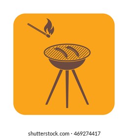 Barbecue sausage icon. Vector illustration.

