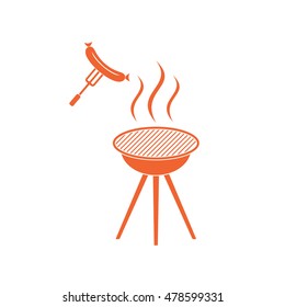 Barbecue sausage icon. Vector illustration.