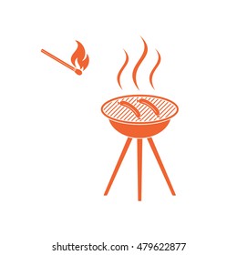 Barbecue sausage icon. Vector illustration.


