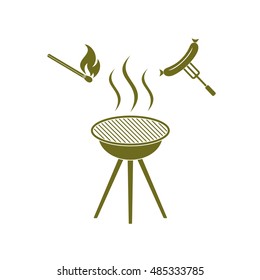 Barbecue sausage icon. Vector illustration.