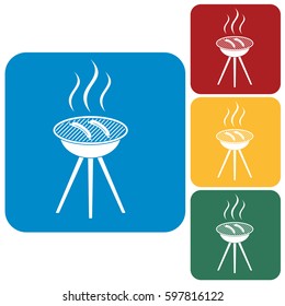 Barbecue sausage icon. Vector illustration.

