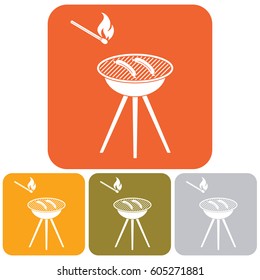 Barbecue sausage icon. Vector illustration.


