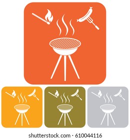 Barbecue sausage icon. Vector illustration.

