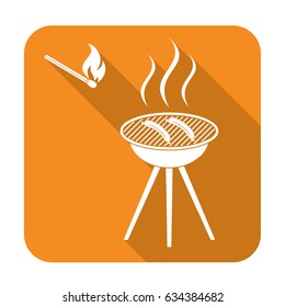 Barbecue sausage icon. Vector illustration.

