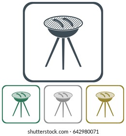 Barbecue sausage icon. Vector illustration.