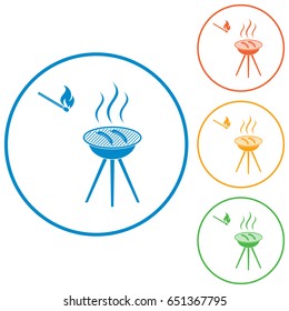 Barbecue sausage icon. Vector illustration.

