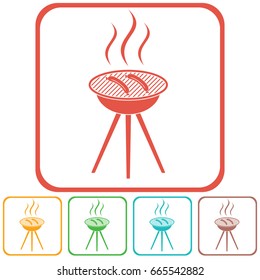 Barbecue sausage icon. Vector illustration.