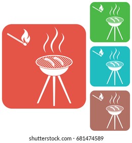 Barbecue sausage icon. Vector illustration
