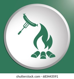 Barbecue sausage icon. Vector illustration.


