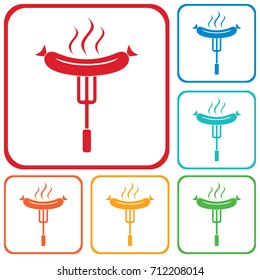 Barbecue sausage icon. Vector illustration.

