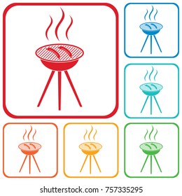 Barbecue sausage icon. Vector illustration.

