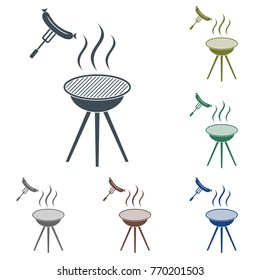 Barbecue sausage icon. Vector illustration.