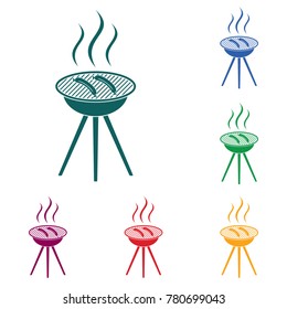 Barbecue sausage icon. Vector illustration.

