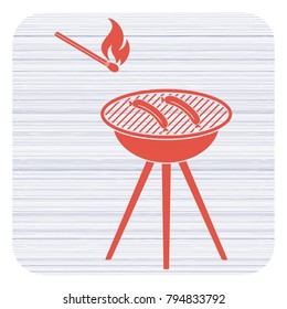 Barbecue sausage icon. Vector illustration.
