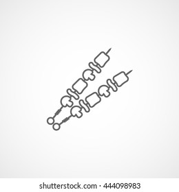 Barbecue Shish Kebab On Skewers Line Icon On White Background