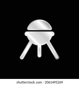 Barbecue silver plated metallic icon