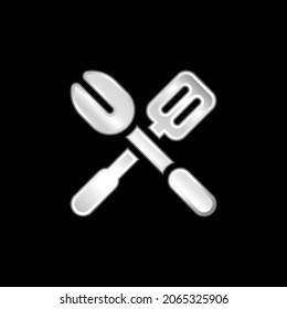 Barbecue silver plated metallic icon