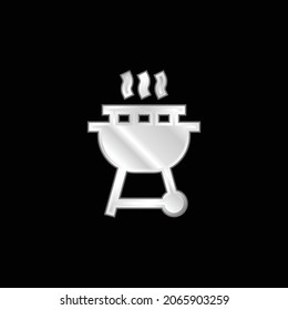 Barbecue silver plated metallic icon