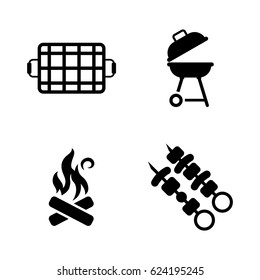 Barbecue. Simple Related Vector Icons Set for Video, Mobile Apps, Web Sites, Print Projects and Your Design. Black Flat Illustration on White Background.