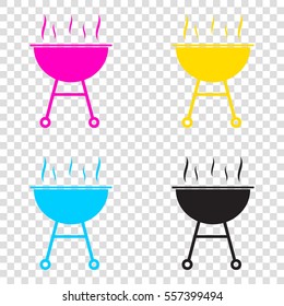 Barbecue simple sign. CMYK icons on transparent background. Cyan, magenta, yellow, key, black.