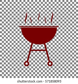 Barbecue simple sign. Maroon icon on transparent background.