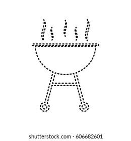 Barbecue simple sign. Vector. Black dashed icon on white background. Isolated.
