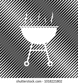Barbecue simple sign. Vector. Icon. Hole in moire background.