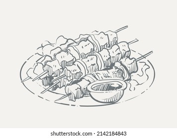 Barbecue sketch hand drawn vector illustration