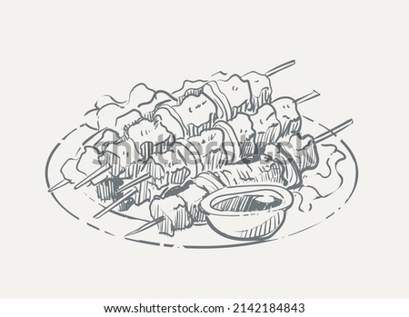 Barbecue sketch hand drawn vector illustration
