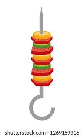 barbecue skewers on white background