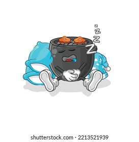 the barbecue sleeping character. cartoon mascot vector