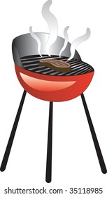 Barbecue Smoke Grill with Juicy Meat or Steak Grilling.