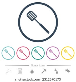 Espátula de parrilladas de colores planos sólidos en contornos redondos. 6 iconos de bonificación incluidos.