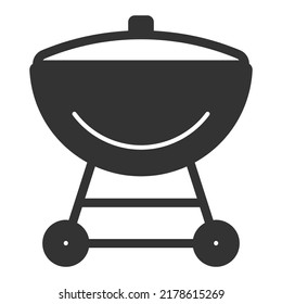 Grillrocknung auf Rädern mit Deckel - Vektorsymbol, Websymbol, Illustration auf weißem Hintergrund, Stil der Glyphe