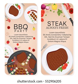 Barbecue and steak banner design template. Flayer design collection. Vector illustration banner set
