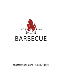 Ilustración vectorial del logotipo del filete de barbacoa y parrilla