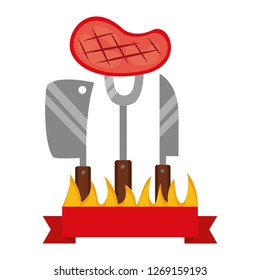 barbecue steak knife fork and meat cleaver