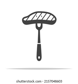 Barbecue steak on fork icon vector isolated