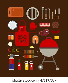 The barbecue supplies vector illustration flat design 