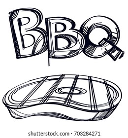 Barbecue symbol is a black and white drawing for the design menu.