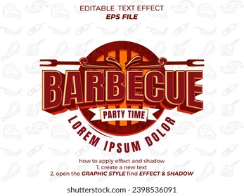 barbecue  text effect, font editable, typography, 3d text. vector template