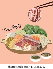 Barbecue of Thailand or Korean Barbecue in thai style