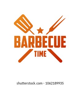 Barbecue time. BBQ emblem, logo.