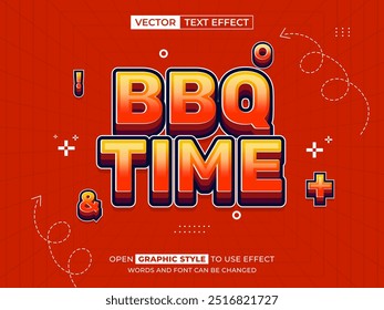 barbecue time editable text, font effect, 3d text for title