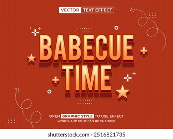 barbecue time editable text, font effect, 3d text for title